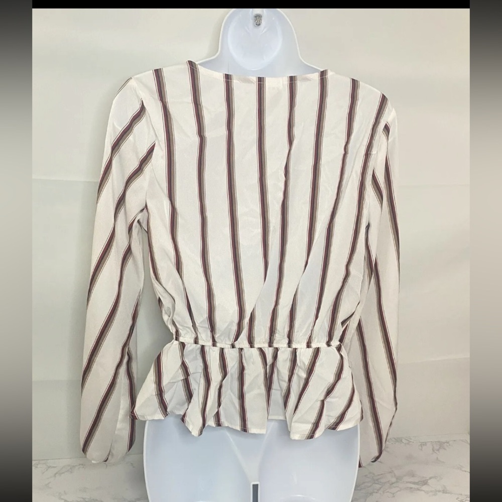 Windsor Long Sleeve V Neck Boho Blouse Womens S Red Striped Peasant Top …​​ - Picture 5 of 6